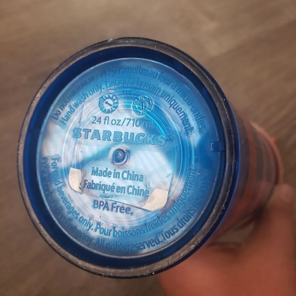 Starbucks 24 Oz Acrylic Tumbler Blue‎ Orange Cheetah Limited Edition See Desc